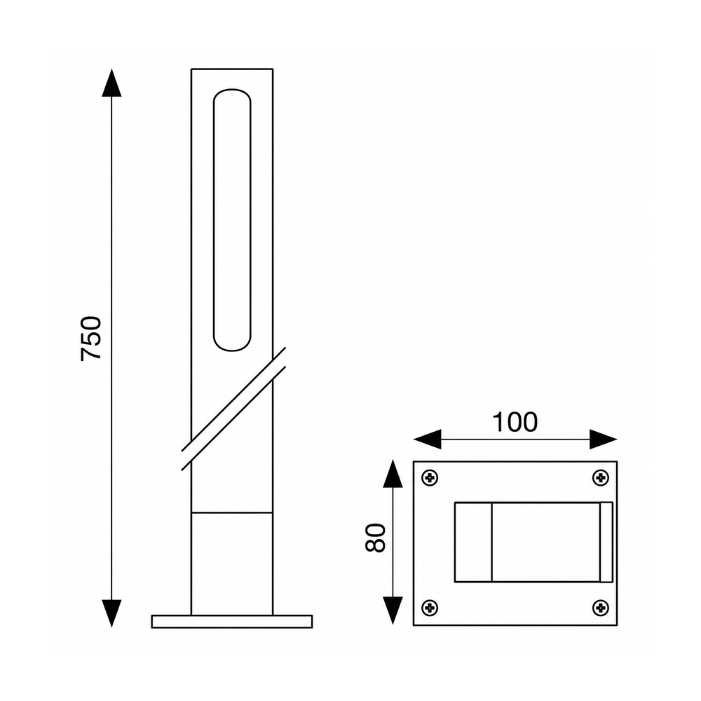 Vonkajšie LED osvetlenie STIK M, RAL 9010, H = 750 mm