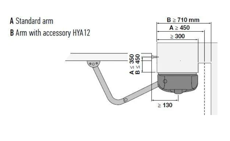 Predĺžené rameno pre HYPPO pre brány s uchytením až 450 mm