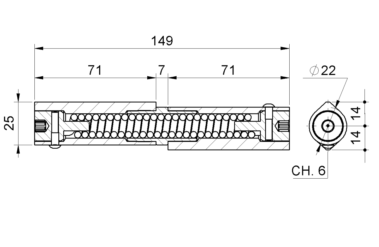 Samozatvárací pánt dvojdielny L = 150 mm, navárateľný, P