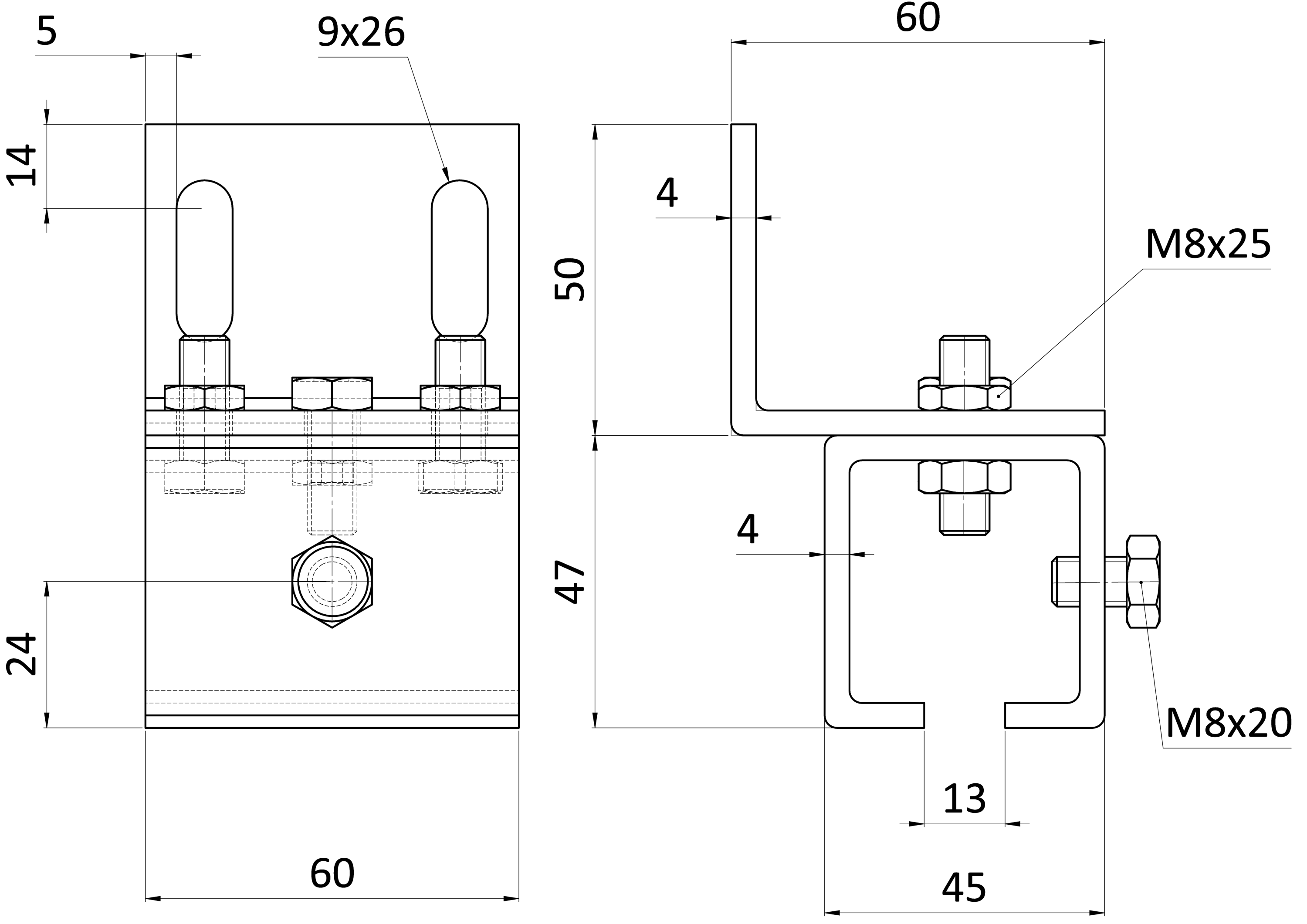 Držiak bočný pre profil C920P závesného systému