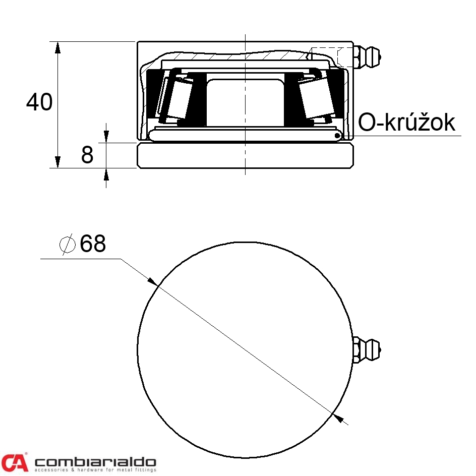 Ložiskový záves ø 68 mm
