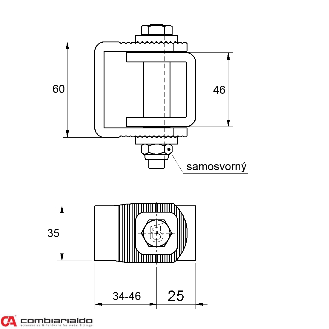 Navárací záves M10 x 85 mm, otvárateľný 90°, pozinkovaný