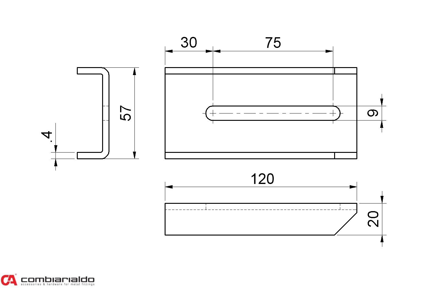 Fixačná platňa L = 120 mm na navarenie