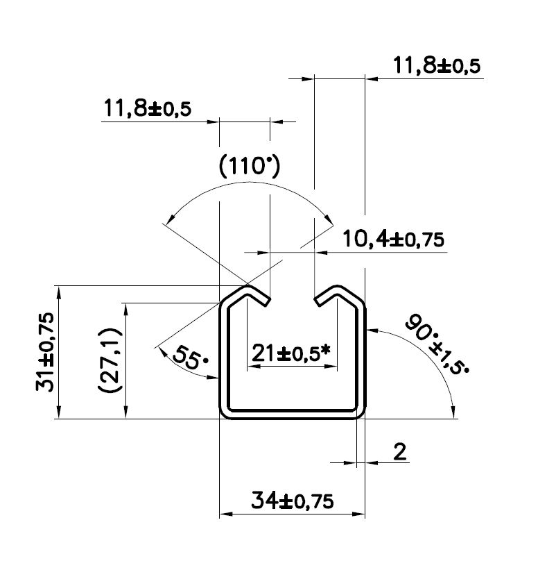Profil PICCOLO 34 x 31 x 2 x 3000 mm