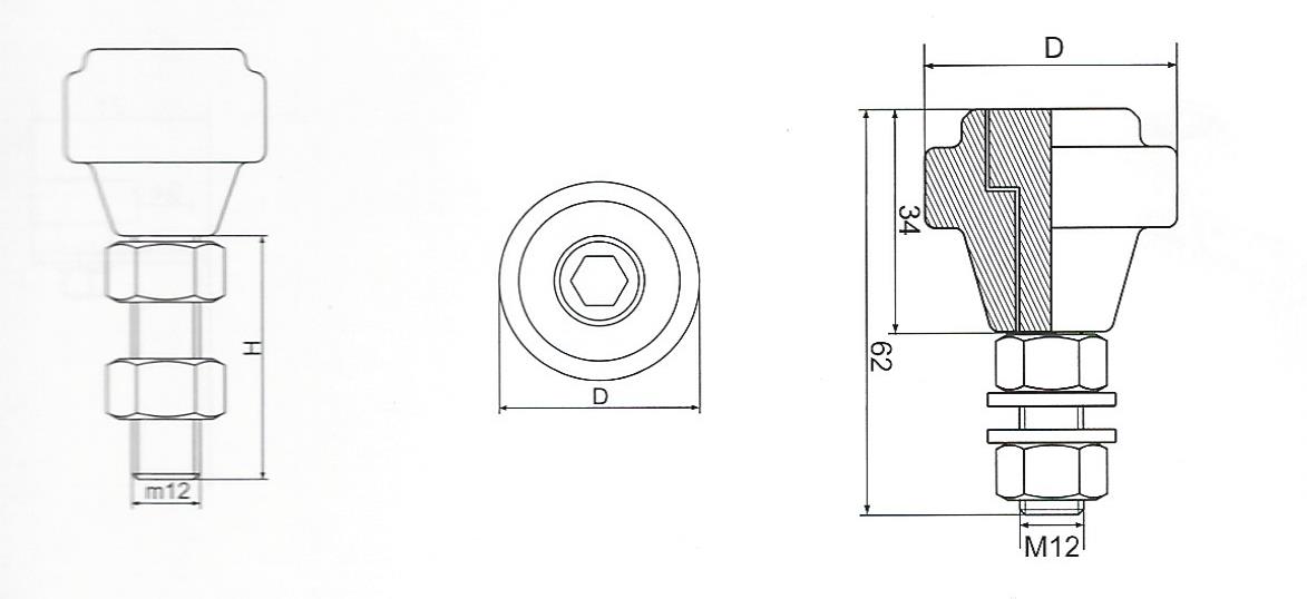 Polyamidové koliesko ø 32,5 x 39 mm, M12 pre horné vedenie