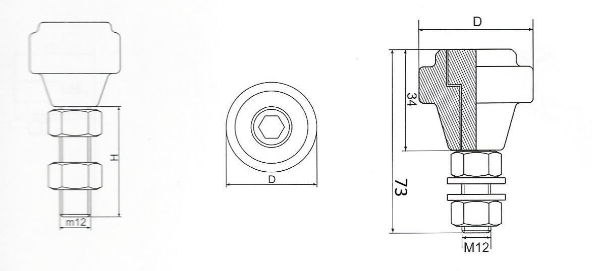 Polyamidové koliesko ø 34 x 39 mm, M12 pre horné vedenie