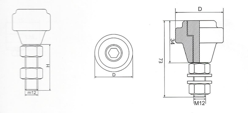 Polyamidové koliesko ø 36 x 39 mm, M12 pre horné vedenie