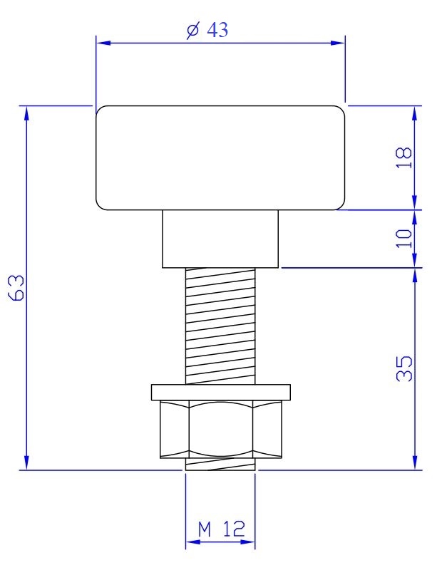 Polyamidové vodiace koliesko ø 43 mm s ložiskom, M12