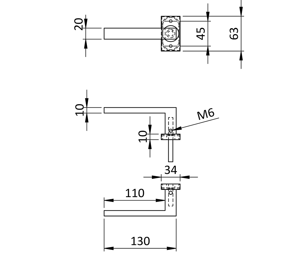 KLučka, L = 130 mm, brúsená nerez AISI 304