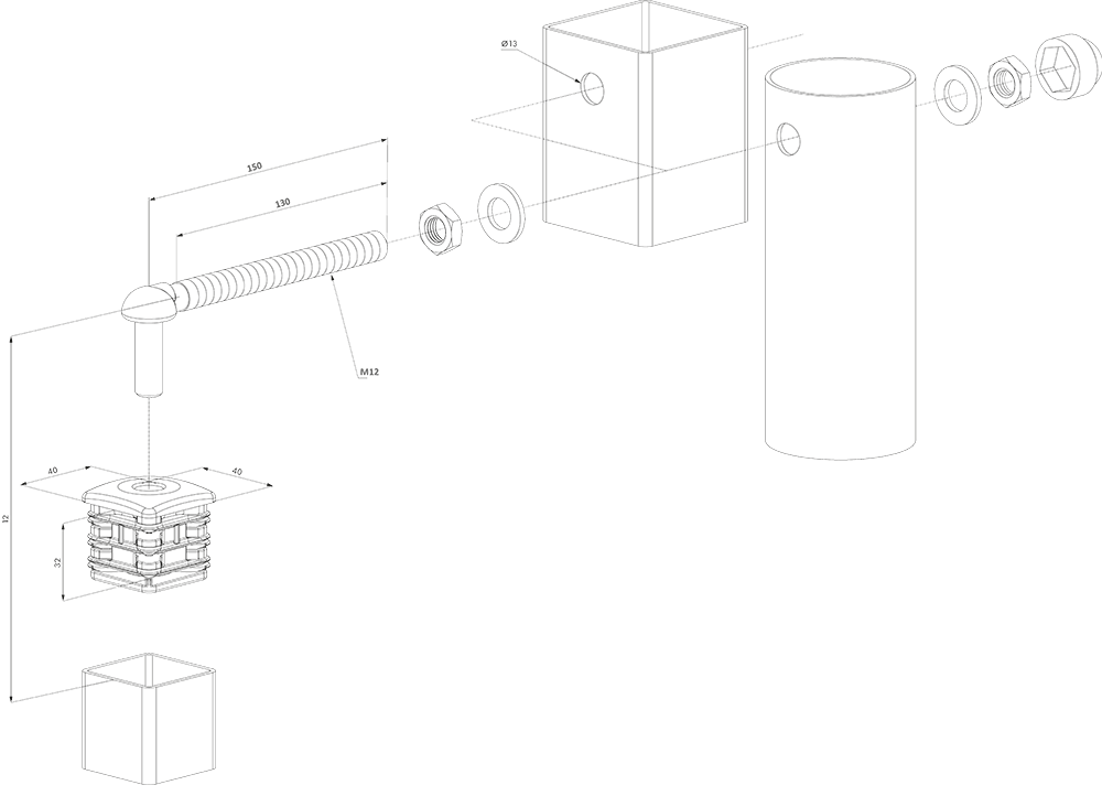 Set nerezových pántov L = 150 mm pre záhradné bránky