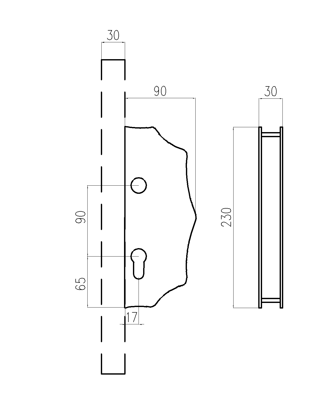 Kazetová zostava pre bránku 230 x 93 x 30 mm