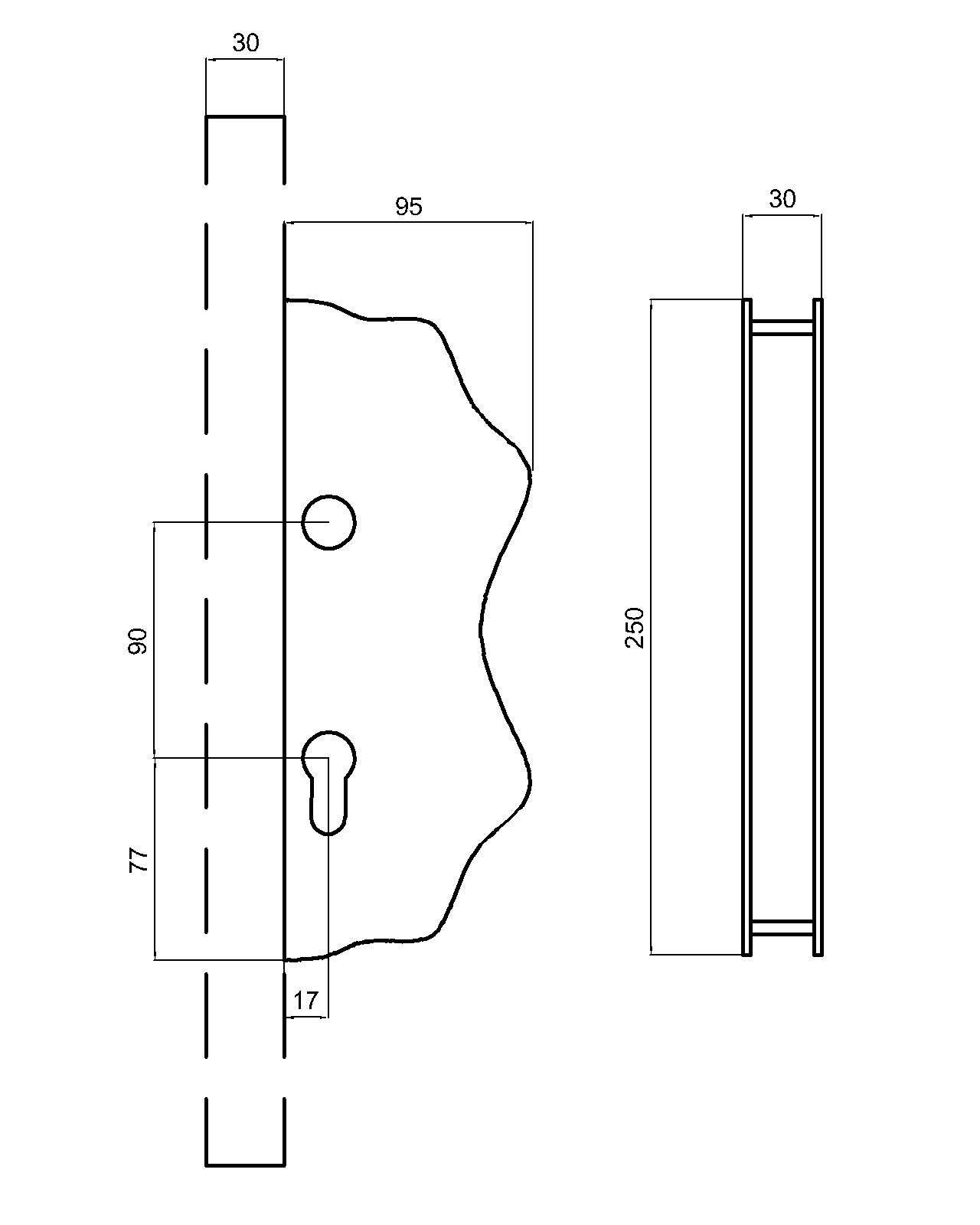 Kazetová zostava pre bránku 250 x 95 x 30 mm