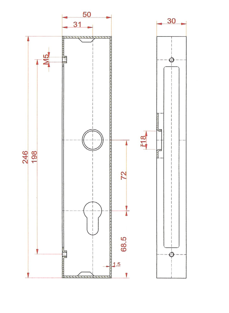 Kazeta 245 x 50 x 30 mm so zámkom ZM72/50