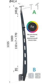 Kombinovaný Fe vypaľovaný stĺp, bočné kotvenie, 8-dierový Varianta Držiaku