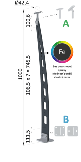 Kombinovaný Fe vypaľovaný stĺp, vrchné kotvenie, 8-dierový Varianta príruby