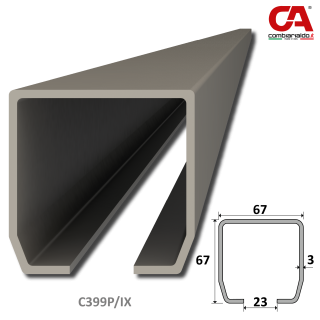C profil PICOLLO 67 x 67 x 3 x 2000 mm, nerez AISI 304