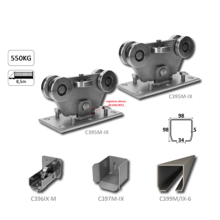 MEDIO samonos do 550 kg/8,5 m, profil 98 x 98 x 5 mm, nerez