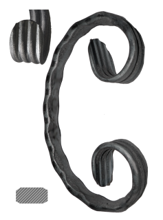 Céčko 120 x 70 mm, 12 x 6 mm, zdobené, široké rozkutie