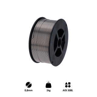 Zvárací drôt, AISI 308L, 0,8 mm, 1 kg, MIG-MAG nerez