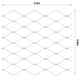 Lanková sieť, 0,8 x 5 m, oko 60 x 104 mm, ø 2 mm, AISI 316