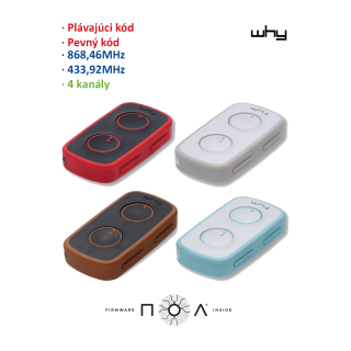 Vysielač Evo2 NOA 4-kanál, 433/868 MHz, pevný/plávajúci kód WHYEVO2.NOA-Farby Tabak