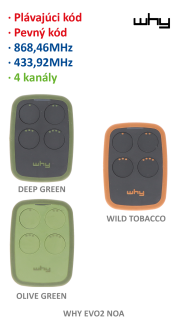 Vysielač Evo2 NOA 4-kanál, 433/868 MHz, pevný/plávajúci kód WHYEVO2.NOA-Farby Vulkán červená