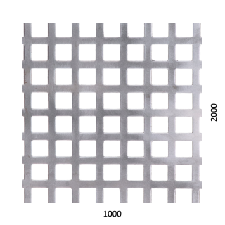 Dierovaný plech Zn t = 1 mm, otvor 10 x 10 mm, rozteč 14 mm