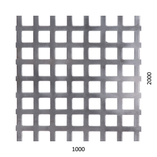 Dierovaný plech Zn t = 1 mm, otvor 10 x 10 mm, rozteč 15 mm