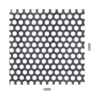 Dierovaný plech Fe t = 1 mm, otvor ø 10 mm, rozteč 15 mm