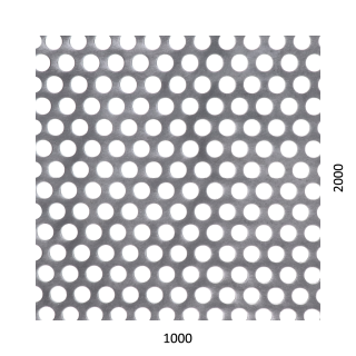 Dierovaný plech Zn t = 1 mm, otvor ø 10 mm, rozteč 15 mm