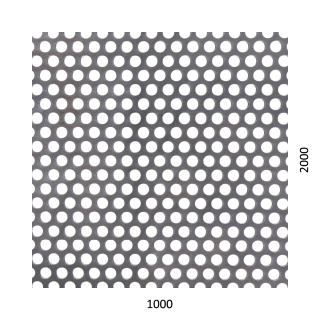 Dierovaný plech Fe t = 1,5 mm, otvor ø 6 mm, rozteč 9 mm