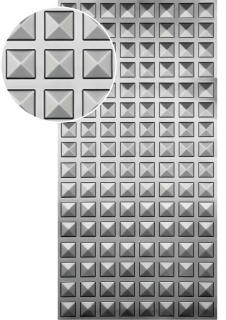 Plech pozinkovaný, 2000 x 1000 x 1,2 mm, 3D vzor štvorec