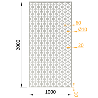 Dierovaný plech 1000 x 2000 x 1,5 mm, sieťový vzor, pozink