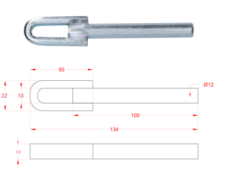 Kotvenie do betónu 135 x 22 mm, na vrták ø 12 mm, pozink