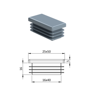 Krytka plastová 25 x 50 mm