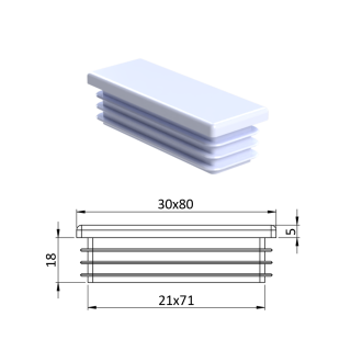 Krytka plastová 30 x 80 mm