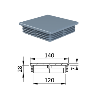 Krytka plastová 140 x 140 mm, sivá