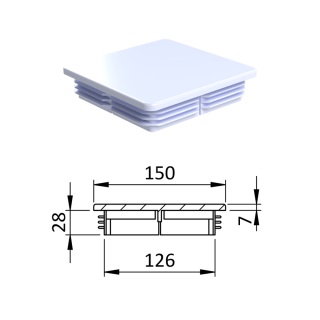 Krytka plastová 150 x 150 mm, biela