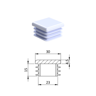 Krytka plastová 30 x 30 mm, biela