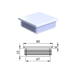 Krytka plastová 80 x 80 mm, biela
