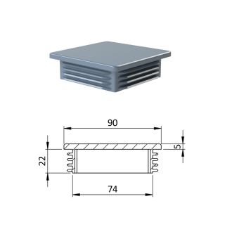 Krytka plastová 90 x 90 mm, sivá