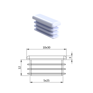 Krytka plastová 10 x 30 mm, biela