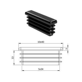 Krytka plastová 10 x 40 mm, čierna