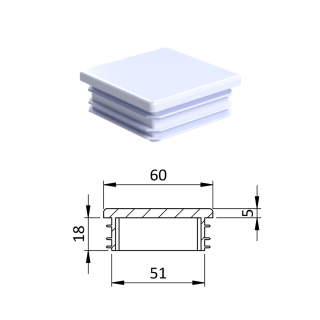 Krytka plastová 60 x 60 mm, biela