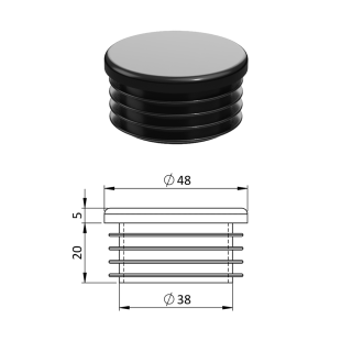 Vnútorná krytka guľatá ø 48 mm, plastová, čierna
