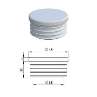 Vnútorná krytka guľatá ø 48 mm, plastová, biela