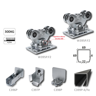 Samonos do 300 kg, profil 69 x 69 x 6000 mm, Fe