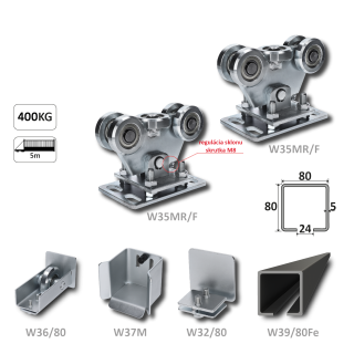 Samonos do 400 kg, profil 80 x 80 x 6000 mm, Fe