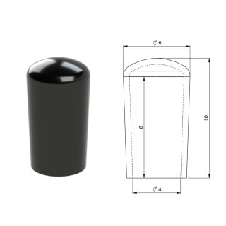 Vonkajšia krytka PVC ø 6 x 10 mm, otvor 4 x 8 mm, čierna