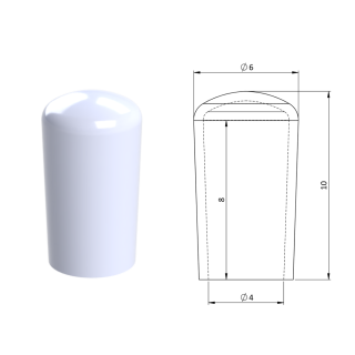 Vonkajšia krytka PVC ø 6 x 10 mm, otvor 4 x 8 mm, biela